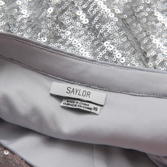 Saylor Persephone Skirt Sequin Fringe Mini Evening Party Silver Size XS - Picture 4 of 6